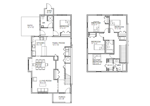 Treehouse Apartments Five Bedroom Three Bathroom Apartment Floorplan.